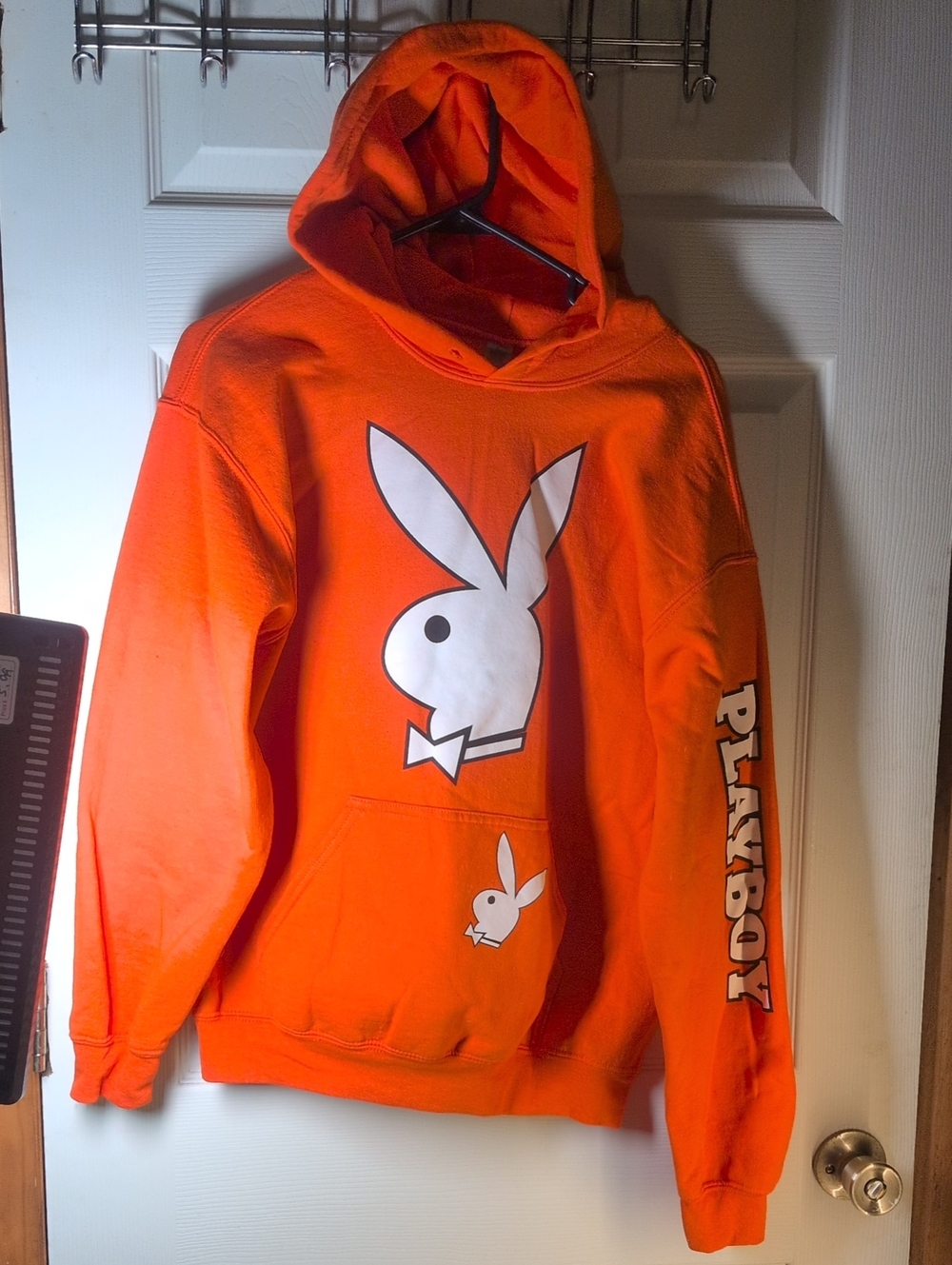 PLAYBOY Bright Orange Bunny Logo Hoodie